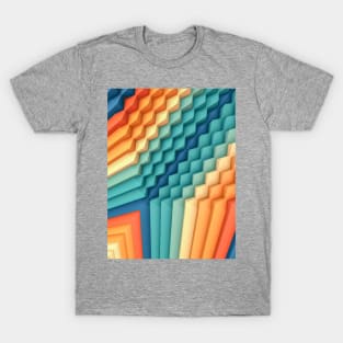 Exponential Edges Red, Blue and Orange Geometric Abstract Artwork T-Shirt